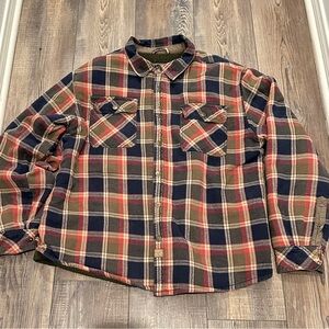 Venado Men’s Jaxson Sherpa-Lined Flannel Shirt Jacket – Vintage Olive – Size L